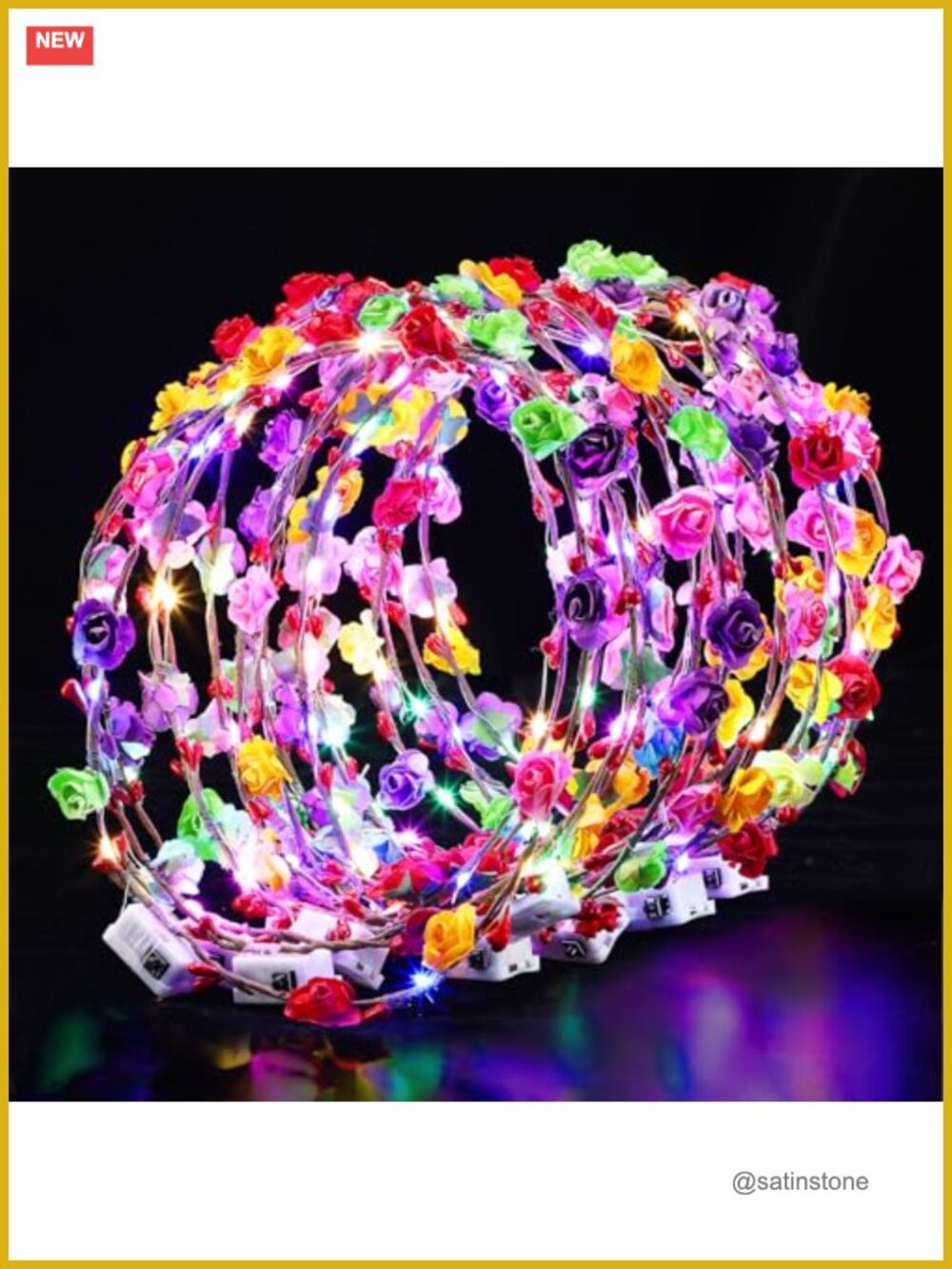 20 Pcs LED Light Up Flower Crown Headbands, Paper Flowers, Hair Accessories